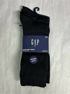 New Gap Socks Men’s 3 Pair Black Super Soft Crews Business Casual Dress Preppy
